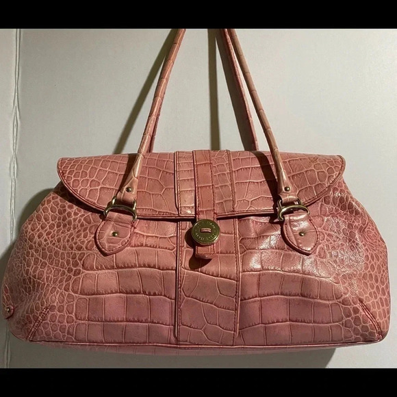 Cole Haan pink embossed leather satchel handbag - Picture 1 of 10